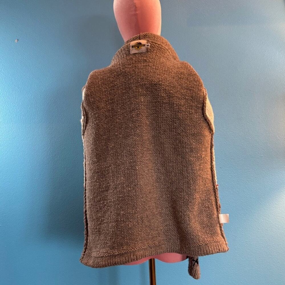 Earth RAGZ Cardigan Hoodie Sweater Jacket Zip Close Intarsia Bear Pockets S M - Picture 7 of 9